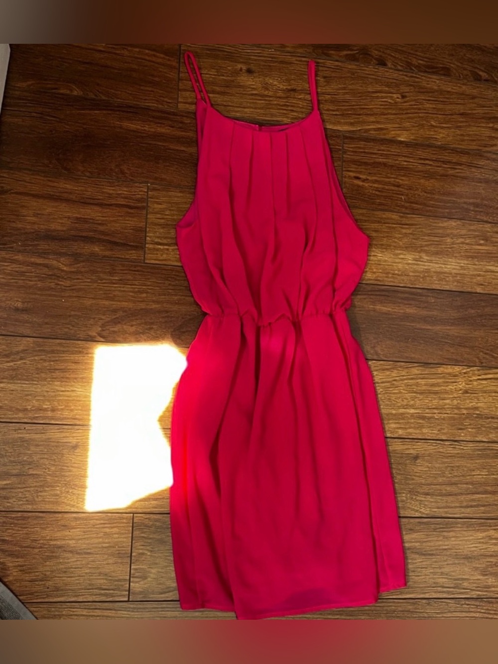 Jella Couture Hot Pink Chiffon Halter Mini Dress